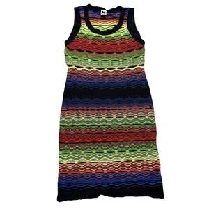 M Missoni black Neon knit wavy zigzag bodycon dress sz Small Resort Cruise